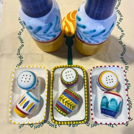 Salt and pepper shakers set Alicudi De Simone sicilian handmade pottery Salt and pepper shakers set Alicudi De Simone sicilian handmade pottery